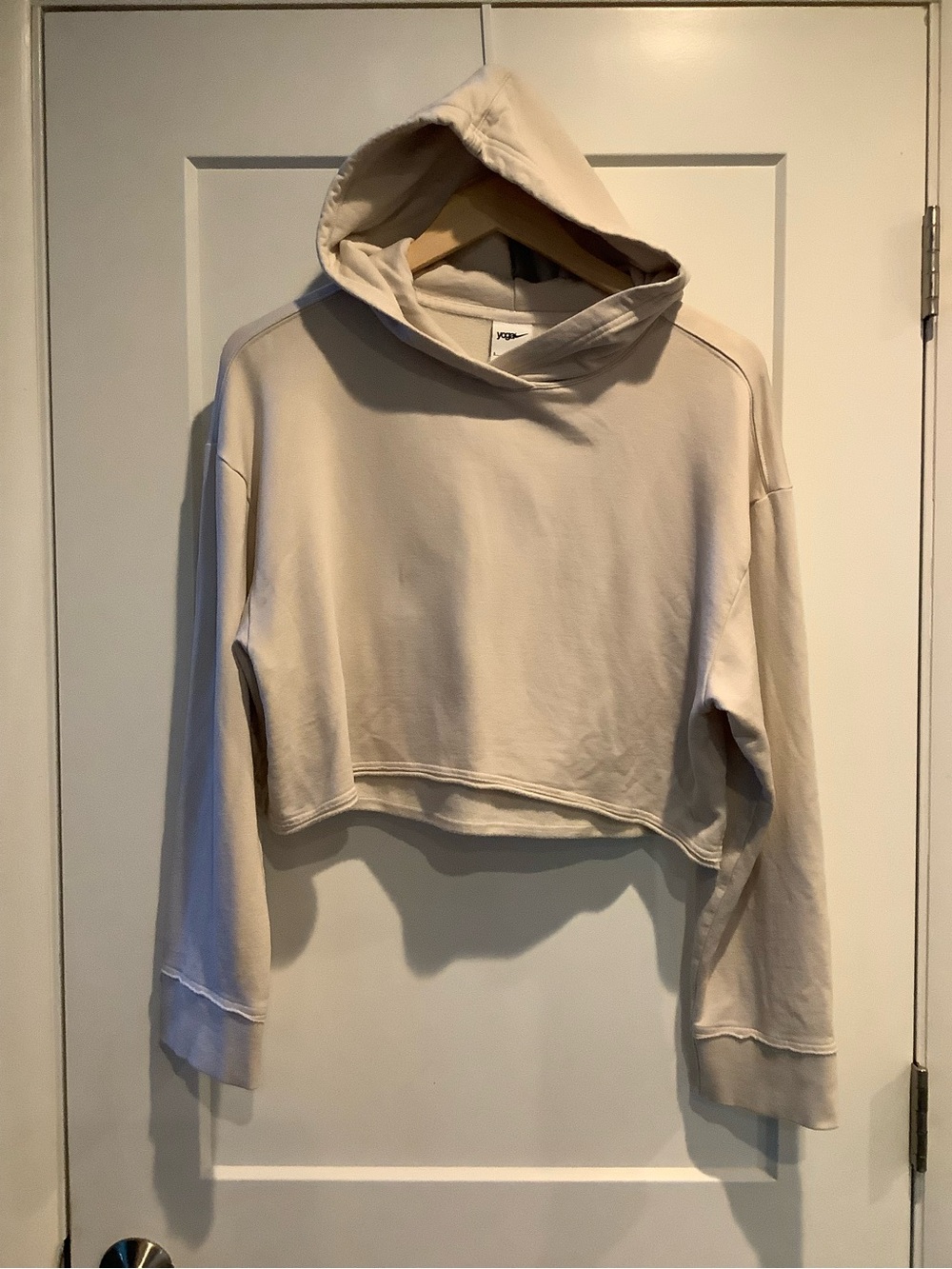 Nike Yoga Cropped Hoodie Sweatshirt in Light Cream